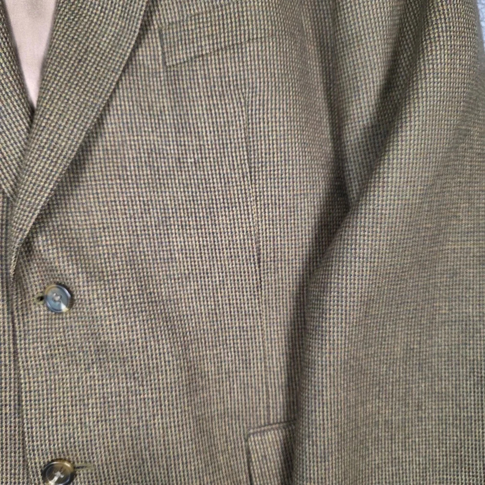 Chaps Blazer Mens 46L Lambswool Tan Birdseye Tweed Sport‎ Coat Classic Academic